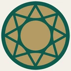 Faceted brass and viridian medallion: the hawk-eye seal
